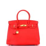 Red Hermes Birkin Bag with Gold Hardware 30