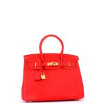 Red Hermes Birkin Bag with Gold Hardware 30