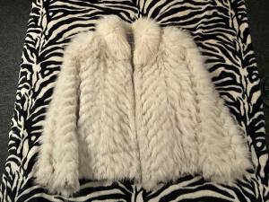 Vintage Blue Fox Fur Jacket for Women, Small