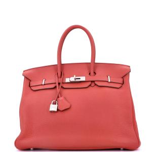 Pink Hermes Birkin 35 Bag with Palladium Hardware