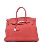 Pink Hermes Birkin 35 Bag with Palladium Hardware
