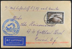 1929 Germany Zeppelin Airmail Cover with 4M Stamp