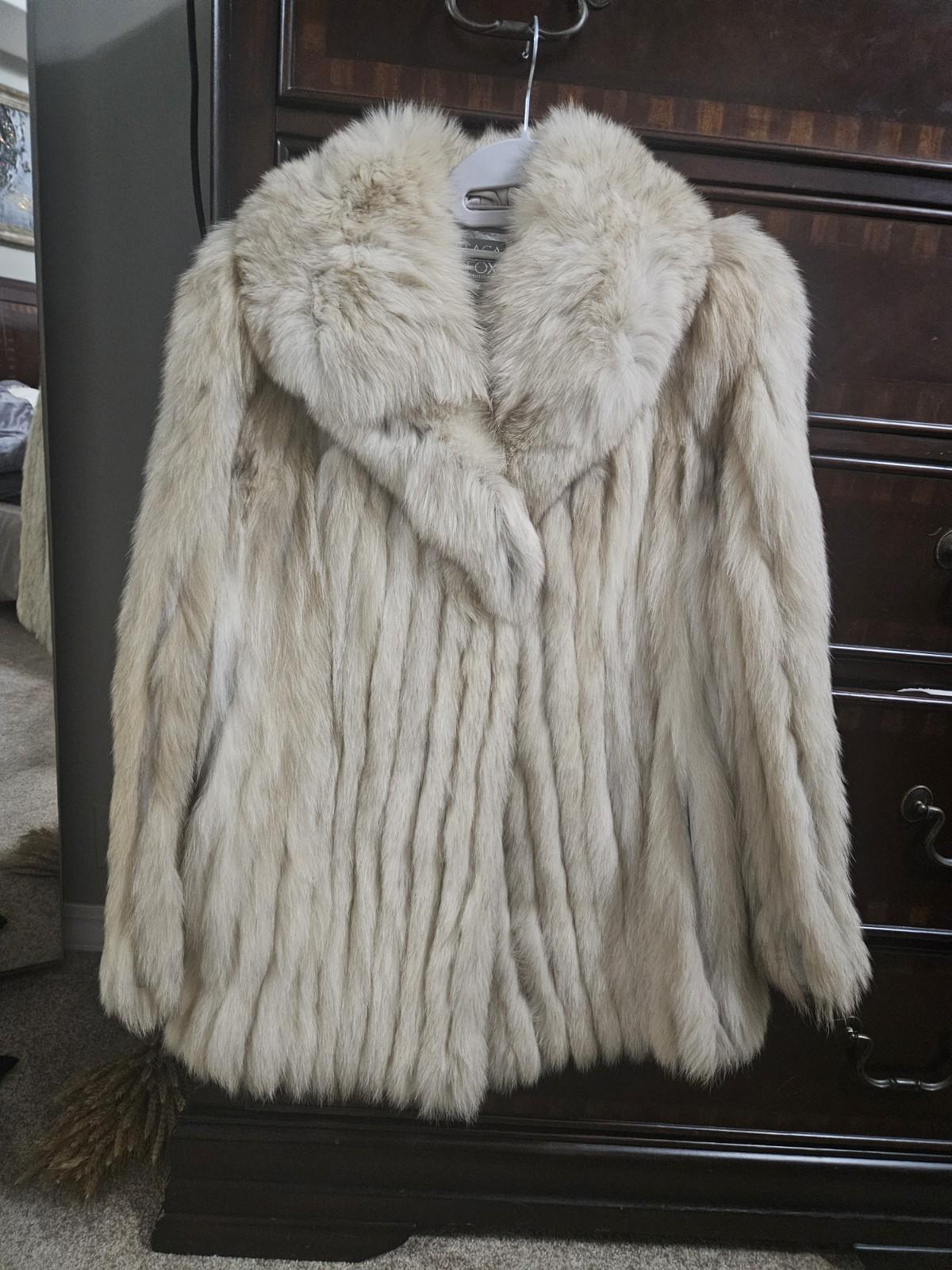 Saga Real Fox Fur Cream Ivory Winter Coat