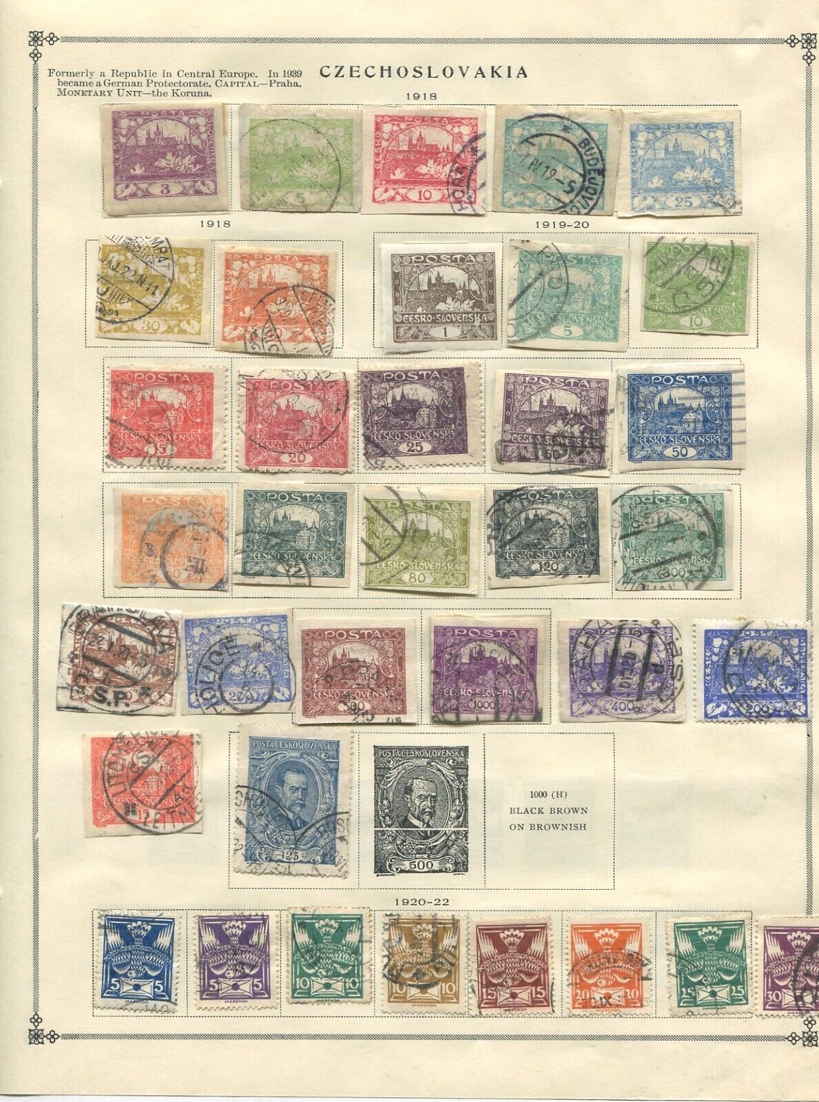 Czechoslovakia Stamps Collection on Album Pages