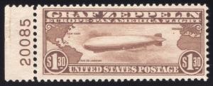U.S. $1.30 Graf Zeppelin Plate Number Single