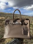 Hermes Birkin 35 Etoupe Clemence Handbag