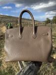 Hermes Birkin 35 Etoupe Clemence Handbag