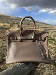 Hermes Birkin 35 Etoupe Clemence Handbag