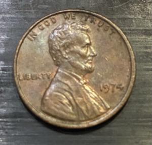 1974 Off-Center Strike Penny No Mint Mark