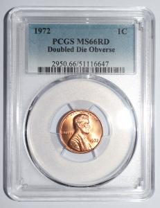 1972 Lincoln Cent Double Die Obverse MS 66 RD