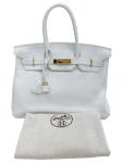 White Clemence Leather Hermes Birkin 35 Handbag