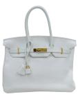 White Clemence Leather Hermes Birkin 35 Handbag