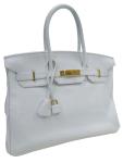 White Clemence Leather Hermes Birkin 35 Handbag