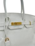 White Clemence Leather Hermes Birkin 35 Handbag
