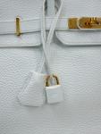White Clemence Leather Hermes Birkin 35 Handbag