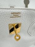 White Clemence Leather Hermes Birkin 35 Handbag