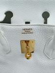 White Clemence Leather Hermes Birkin 35 Handbag