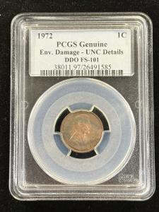 1972 Lincoln Cent Double Die Obverse FS-101