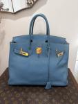 HERMES BIRKIN 35 Blue Jean Togo Leather Bag