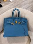 HERMES BIRKIN 35 Blue Jean Togo Leather Bag