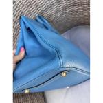 HERMES BIRKIN 35 Blue Jean Togo Leather Bag