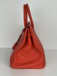 Red Hermes Birkin 35 Handbag with Palladium Hardware
