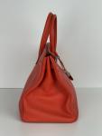 Red Hermes Birkin 35 Handbag with Palladium Hardware