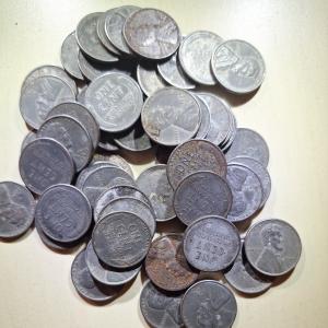 Set of 3 1943 S Steel Lincoln Wheat Cents