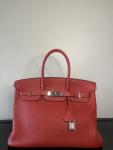 Red Hermes Clemence Birkin 35 Bag