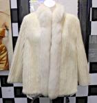 Blonde Mink Fur Jacket with White Fox Trim