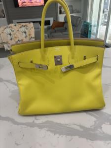 Lime Yellow Hermes Birkin 35 Handbag