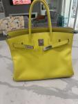 Lime Yellow Hermes Birkin 35 Handbag