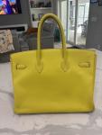 Lime Yellow Hermes Birkin 35 Handbag