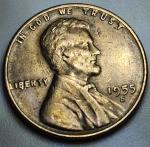 1955 S Mint Wheat Penny with Rare Rim Error