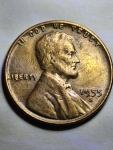 1955 S Mint Wheat Penny with Rare Rim Error