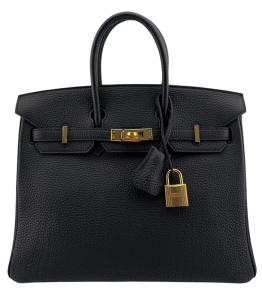 Hermes Birkin 25 Black Togo Leather Handbag