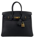 Hermes Birkin 25 Black Togo Leather Handbag