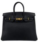 Hermes Birkin 25 Black Togo Leather Handbag