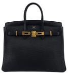 Hermes Birkin 25 Black Togo Leather Handbag