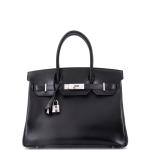 Black Hermes Birkin Handbag with Palladium Hardware