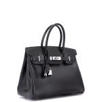 Black Hermes Birkin Handbag with Palladium Hardware