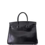 Black Hermes Birkin Handbag with Palladium Hardware