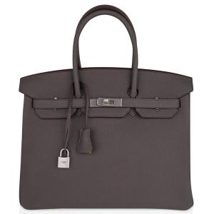Hermes Birkin 35 Etain Leather Handbag