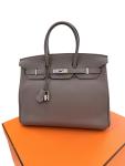 Hermes Birkin 35 Etain Leather Handbag