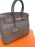 Hermes Birkin 35 Etain Leather Handbag