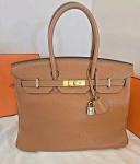 Hermes Birkin 35 Gold Brown Pebbled Leather