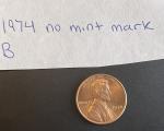 1974 No Mint Mark Penny with Rim Error