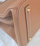 Hermes Birkin 35 Gold Brown Pebbled Leather