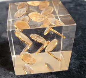 1974 No Mint Mark Lincoln Pennies Paperweight Cube