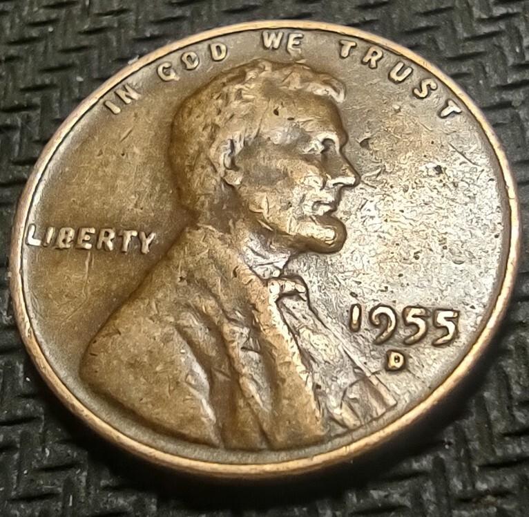 1955 D Lincoln Wheat Cent Penny with Doubled Date